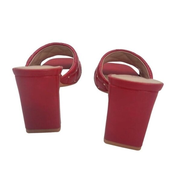 Soda JELLO Women Slip On Diamond Quilted Stud Gem Red Sandal - Picture 4 of 4